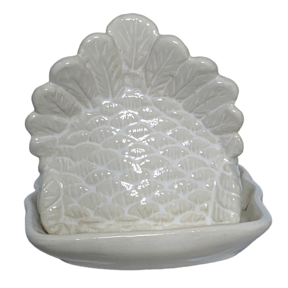 Harvest Covered Butter Dish Thanksgiving Turkey Large With Lid Ceramic NEW White - Picture 6 of 15